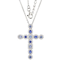 Kays Family Jewellers Topaz and Sapphire Cross Pendant in 925 Sterling Silver Photo