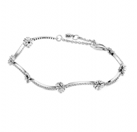 Cosmic 925 Sterling Silver Sparkling Daisy Flower Bracelet - Floral Design Photo