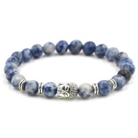Argent Craft Natural Sodalite Stone Bracelet with Buddha Head - Silver Photo