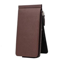 PU Leather Long Section Zipper Pocket Purse Wallet - Coffee Photo