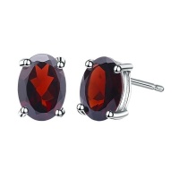 Garnet Solitaire Earrings - Oval Cut Photo