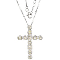 Kays Family Jewellers Yellow CZ Cross Pendant in 925 Sterling Silver Photo
