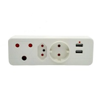 3 Way Multi-Plug Adapter with Double USB - Adapters Photo