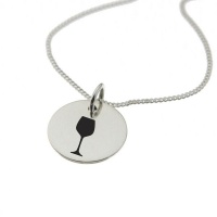 NineToFive by Swish Silver Wine Glass Necklace with 'Wine Not?' Engraved on the Back Photo