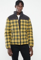Men's New Look Check Puffer Jacket - Mid Yellow Photo