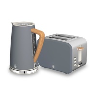 Swan Nordic Stainless Steel Cordless Kettle & 2 Slice Toaster - Slate Grey Photo