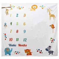 Baba Jay Baby Monthly Milestone Blanket - Animals Photo