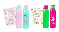 Water Bottle with Llama & Unicorn Sticker Pack - 750ml - 4 Pack - Girl Photo