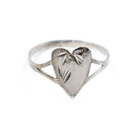 925 Sterling Silver Ladies Signet Ring - Heart Photo