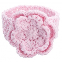 Elegant Baby Crochet Headbands Flower Pink and White Photo