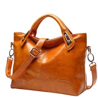 Women's Stylish Oil Wax PU Leather Messenger Handbag - Brown Photo