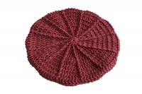 Croshka Designs Handmade Crochet Merino Wool Barbara Gayle Beret Beanie Hat - Rose Pink Photo
