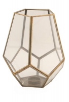 Glass Geometric Shape Votive Candle Holder - Old Gold Antique Finish Photo
