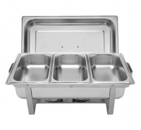 High Quality Stainless Steel Food Warming Triple Pan Chafing Dish - 9 Ltr Photo