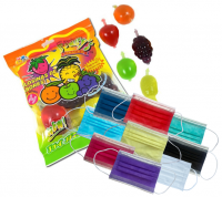 Hubble Kids Ju-C Jelly Fruit Snack Tik Tok Hit or Miss Challenge Bag & Kids Masks 25pk Photo