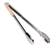 Bulk Pack x 2 BBQ Tongs Stainless Steel 40cm Wooden Handle Photo