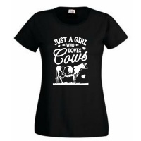 Think Out Loud Ladies "Just a Girl who Loves Cows" Short Sleeve Tshirt Photo