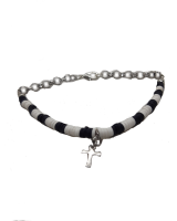 Designs by Ilana DBI Designs by Ilana Black and White Rubber Disk Bracelet with Charm Photo