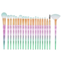Professional 20 Pieces Diamond Handle Makeup Brush Set - Green & Pink Photo