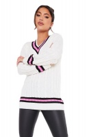 I Saw it First - Ladies Cream Collegiate Cable Knit Jumper Photo