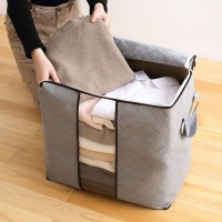 Loop Non-Woven Underbed Clothes Storage Bag Organizer 4 Set Square Pouch - Grey Photo