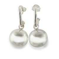 doubleW Jewels Dainty Sterling Silver Pretty Woman Design 11mm Ball on Hoop Earrings Photo