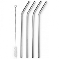 Ibili - Kitchen Aids Stainless Steel Straws & Cleaning Brush - Set Of 4 Photo