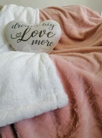 Premium Reversible Sherpa Fleece Throw Blanket-Pink White Photo