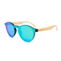 Sophie Moda-Polarised Wayfarer Sunglasses Mirrored Lenses:Bamboo Collection Photo