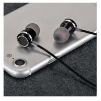 LPS Universal Metallic In-Ear Earphones Stereo Headphone with Mic - Black Photo