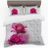 Print with Passion Painted Pink Rose Duvet Cover Set Photo
