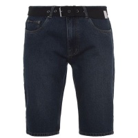 Pierre Cardin Mens Belt Denim Shorts - Blue Wash [Parallel Import] Photo