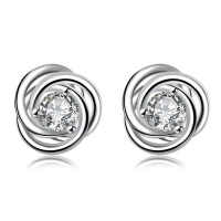 Silver Designer Stud Earrings with Crystal Photo