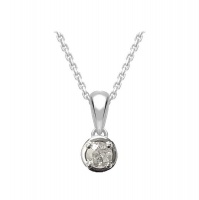 SCJ Genuine Round Diamond 0.11ct Tube Pendant & Chain - 925 Sterling Silver Photo