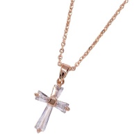 Idesire Rose Gold Cross Pendant Necklace With Cubics Photo