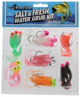 Kingfisher Salt & Fresh Water 21 Piece Fishing Grub Kit Photo