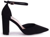 Linzi Ladies MARLIE Suede Court Shoe With Block Heel - Black Suede Photo
