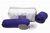 White Marble Makeup / Toiletry Bag & Makeup Eraser Set - Purple Photo
