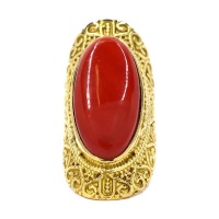 Harmoni Red Stone Oversized Gemstone Ring - Adjustable Size Photo