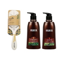 Bio Brush Detangling Brush - White Leaf Shape & Argan Oil Twin Pack - 750ml Photo