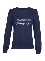 Fineapple Navy and Silver Glitter Champage Lover Brushed Fleece Sweat Top Photo