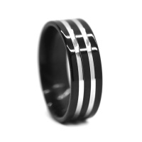 Xcalibur Men's Steel Black Lined Ring SSVR9810 Photo