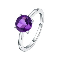 Classic 4 Claw Amethyst Solitaire Ring Photo