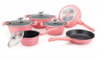 Royalty Line 10 Pieces Die Cast Marble Coating Cookware Set - Pink Photo