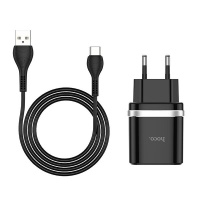 Hoco C12Q Smart QC3.0 EU single USB Set With Type-C Cable Photo