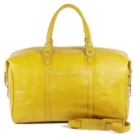 Bag Addict Nuvo - Genuine Leather Plymouth Travel Duffle Bag Yellow Photo
