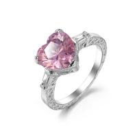 Princess Simulated Pink Heart Diamond Ring for Women Girls Flash Jewelry Photo