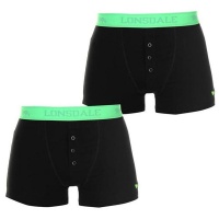 Lonsdale Mens 2 Pack Boxers - Black/Fl Green Photo
