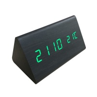 IMIX Wood style Black Triangular Digital Green LED Clock Photo