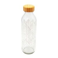 The Nordic Collection Nordic Scandianvian 500ml - 'Ice Crystals' Water Glass Bottle Bamboo Lid Photo